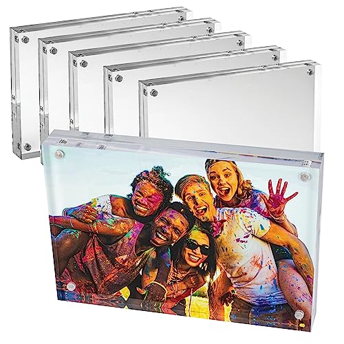 Mammoth DuraClear 4x6 Acrylic Picture Frame - Frameless & Thick Design - Ideal for Photos, Photo Cubes & Glass Picture Displays (5 Pack) - size: 4x6 Frame (5 Pack)