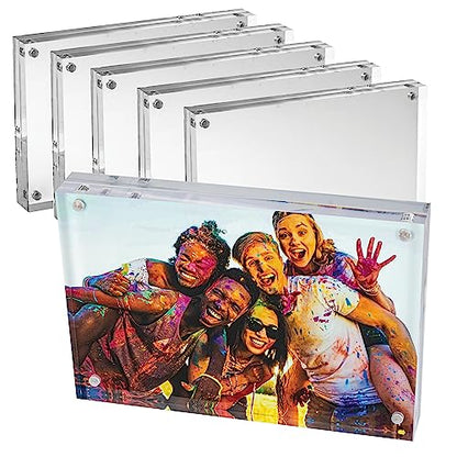 Mammoth DuraClear 4x6 Acrylic Picture Frame - Frameless & Thick Design - Ideal for Photos, Photo Cubes & Glass Picture Displays (5 Pack) - size: 4x6 Frame (5 Pack)