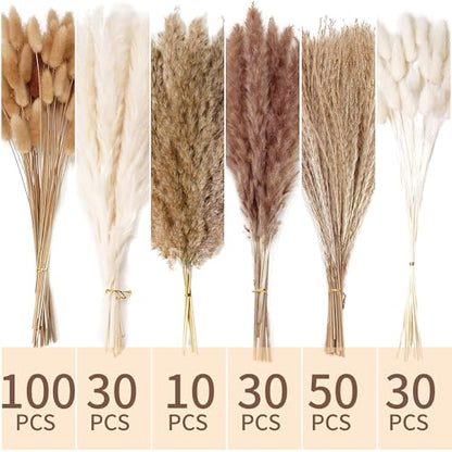 240 PCS Dried Flower Bouquet – Pampas Grass, Floral Decor for Home, Wedding, and Boho Style | Perfect for Vases, Fall, Spring, Summer, and Winter Arrangements - size: 240pcs
