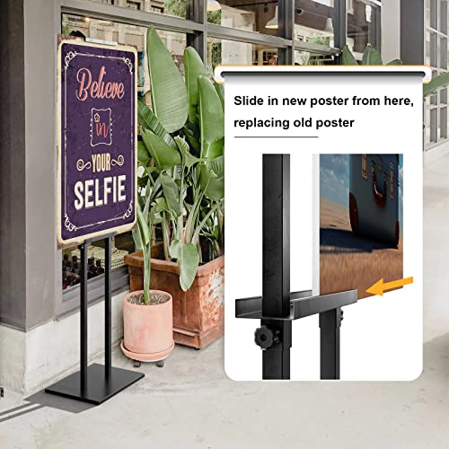 WHAUU 2Pack Sign Holder Display Stand,Heavy Duty Adjustable Pedestal Sign Stand Up to 75 inch,Double-Sided for Board & Foam,Sign Stand with Base,Fit Wedding,Restaurant,Business(Poster not Included) - size: 75 inch-2PACK