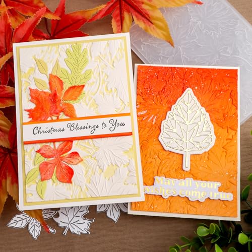 Briartw 3D Embossing Folder for Card Making Adding Textured Detail to Paper Crafting 6.3x4.5inch Clear Texture Plate Perfect for Heavyweight Cardstock (≥250gsm/92lb),Maple Leaf Texture Template - color: Maple Leaf