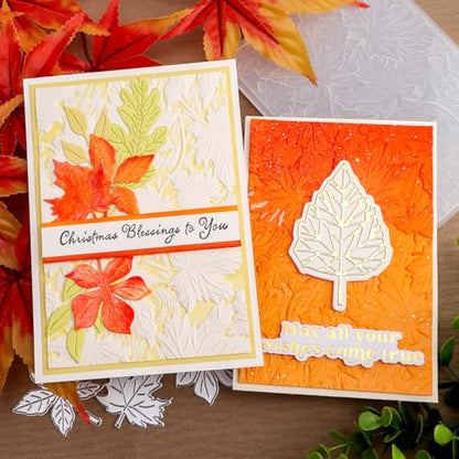 Briartw 3D Embossing Folder for Card Making Adding Textured Detail to Paper Crafting 6.3x4.5inch Clear Texture Plate Perfect for Heavyweight Cardstock (≥250gsm/92lb),Maple Leaf Texture Template - color: Maple Leaf