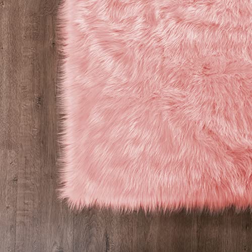 Goolela Pink Fluffy Fuzzy Furry Runner Rug 2X6 Light Pink Faux Sheepskin Fur Rug for Girls Bedroom Bedside Rug Plush Shaggy Washable Rectangle - color: Light Pink, size: 2' x 6' (Rectangular)