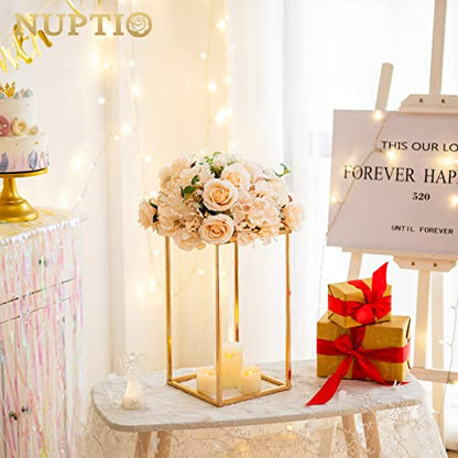 Nuptio Gold Vases - 10 Tall 15.7 inch Geometric Centerpieces for Wedding Tables - color: Gold, size: 15.7 inch - 10 PCS