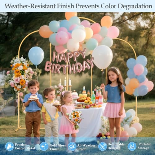 Wedding Arch Backdrop Stand, 6FT, 5FT, 4FT Set of 3 Metal Gold Balloon Arch kit Stand for Ceremony Baby Shower Birthday Bridal Party Event Background Decoration, Garden Climbing Plant Fram - size: 6FT+5FT+4FT