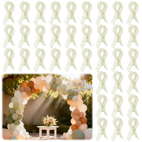 PUGPIU 36 Pack Balloon Arch Clips for Backdrop | Plastic White Spring Clamps | 3.5 Inch Heavy Duty Clip for Backdrop Stand | Birthday Wedding Decoration | Photography Studio | Crafts | Clothing - color: White3
