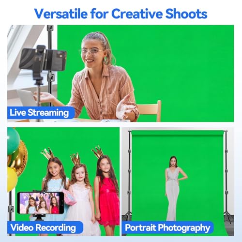 EMART 10 x 10ft Green Screen Backdrop Kit with Tripod Stand, Photography Background Support System with 10 x 15ft 100% Cotton Muslin Chromakey Backdrop for Photo Studio, Video Shooting, Live Streaming - size: 10*10ft Stand/10*15ft Backdrop