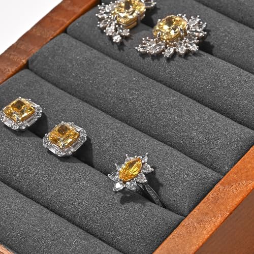 Oirlv Solid Wood Ring Tray Display Stand Slotted Jewelry Ring Showcase Display Jewelry Organizer Jewelry Holder for Trade Showcase(grey) - color: Wood grey
