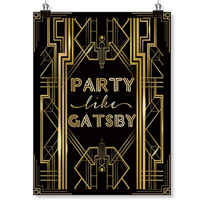 Roaring 20s Gatsby Harlem Nights Party Like Gatsby Poster Mugshot Photo Booth Props Sign 16x12inch A3 - color: Party Like Gatsby