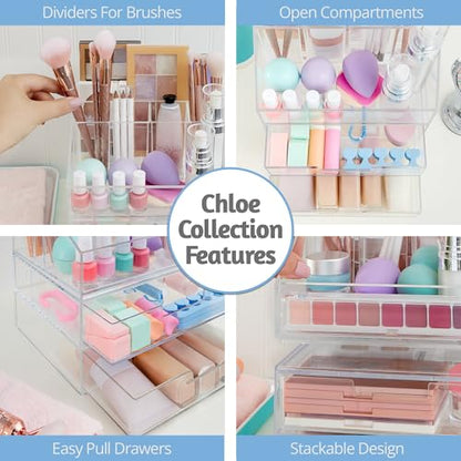 STORi Chloe Clear Plastic Stackable Desk Organizer, Rectangular 6-Compartment Office Supply Holder for Pens, Markers & Notepads, Made in USA - style: Organizer Top