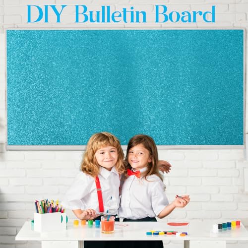 gisgfim 16" x20ft Glitter Bulletin Board Paper Roll Sparkle Color Bulletin Board Background Poster Paper Non Fading Gift Wrapping DIY Art Crafts for Office Classroom Decoration, Light Turquoise - color: Light Turquoise