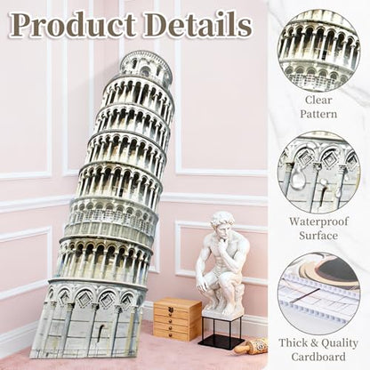 70.8" Tower of Pisa Cardboard Cutout Tower of Pisa Stand Up Cutout Life-Size Italy Photo Booth Prop Backdrop Sign Italian Landmark for Italy Theme Birthday Party Cultural Educational Display - color: Tower of Pisa