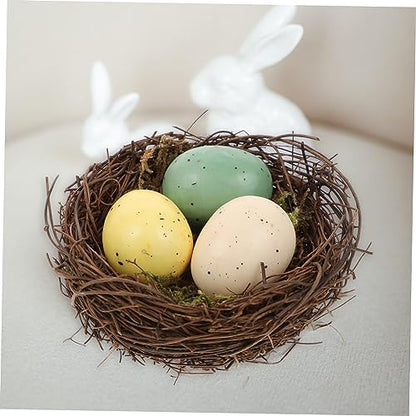 STOBOK Natural Vines Bird Nest Decor with Artificial Eggs Home Decoration Props for Photography DIY Micro-Landscapes and Event Styling