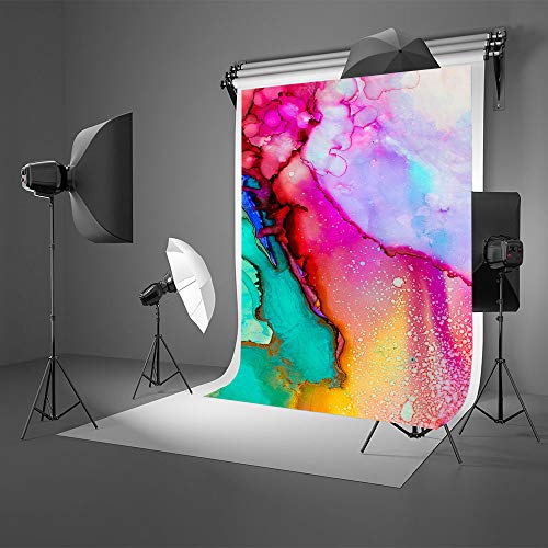 Colorful Watercolor Painting Backdrops Art Paint Photography Backgrounds Vinyl 5x7ft 80's 90's Theme Birthday Party Backdrop Photo Studio Props PHMOJEN WQPH401 - size: 5x7ft