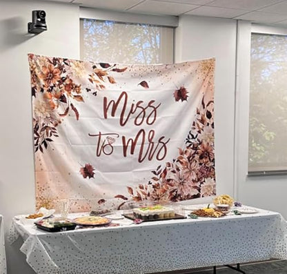 Avezano Miss to Mrs Backdrop Floral Fall Bridal Shower Backdrop Bride to Be Engagement Party Decorations Photography Background Wedding Banner Photo Booth Prop (7x5ft, 82x59inch) - size: 7x5ft, 82x59inch