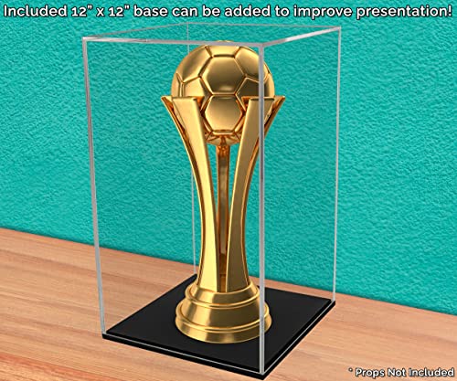 Marketing Holders Pedestal Clear with Black Base See Through 12" W x 12" D x 18" H Display Cube Art Sculpture Stand Trinket Collectible Weddings Home Decor Flower Stand Elevating Showcase - color: 12" 12" X 18" Clear With Black Base