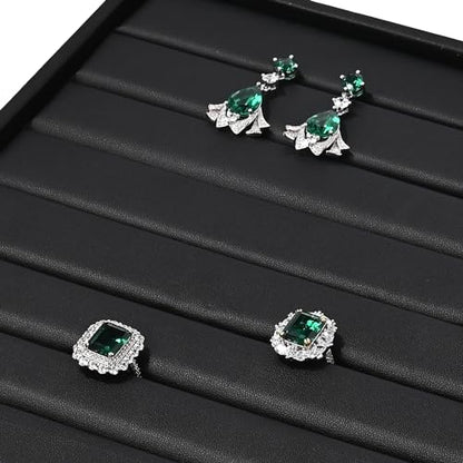 Ring Display Tray Black Jewelry Organizer Tray PU Leather Ring Earrings Display Organizer Tray - style: Ring Tray