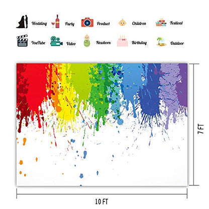 Paint Splatter Backdrop for Party Photography Art Background Abstract Photo Booth Studio Props 10x7ft HXMT600 - size: 10x7ft