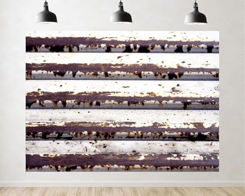 Trykid 15x8ft Rusted Corrugated Metal Weathered Texture White Paint Backdrop Industrial Surface Photography Background Vintage Gathering Party Decoration Tapestry Photo Booth Prop Fabric - size: 15x8ft