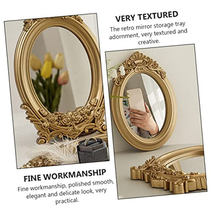 Retro Mirror Adornment Gold Trim Mirror Tray Perfect for Photography Props and