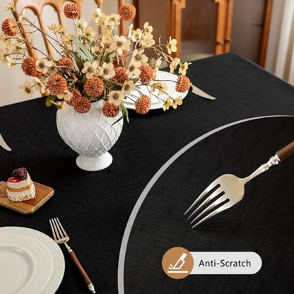 Seenus Black Long Table Cloth Fits 8 Foot Rectangle Table, Stain Resistant & Wipeable Fabric Tablecloth for 10-12 Seats Dining Banquet Party, 60 x 120 Inch - color: Black, size: 120" x 60" (Rectangular)