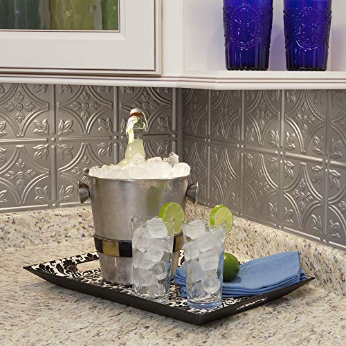 FASÄDE Traditional Style/Pattern 1 Decorative Vinyl 18in x 24in Backsplash Panel in Argent Silver (5 Pack) - color: Argent Silver, size: 5 Pack