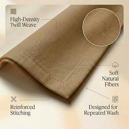 ACCENTHOME Accent Home 100% Cotton Napkins, Delicate Cloth Napkins for Dinners, Parties and Weddings，18 x 18 Inch Set of 12 - Brown - color: 05 - Brown - Twill, size: 18"x18" - Pack of 12