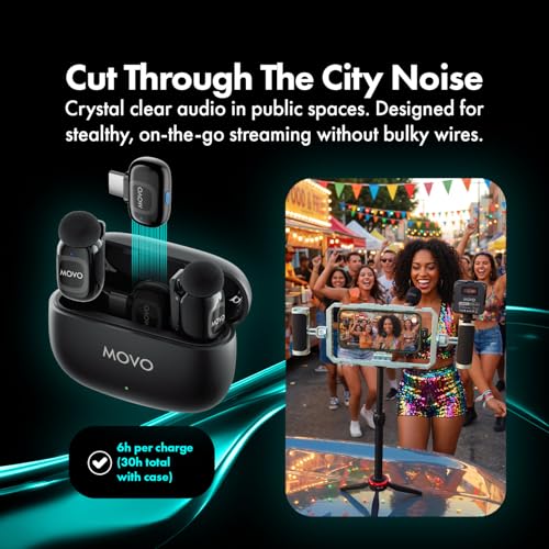 Movo IRL-PRO Wireless Vlogging & Streaming Kit for IRL Streamers – Dual Lav Mics, Stabilizer Cage, LED Light & Cold Shoe Mounts – Mobile Live Streaming Rig for Twitch, Kick & YouTube Live