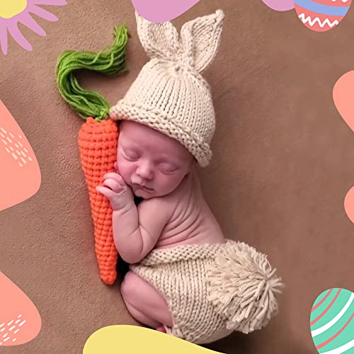 M&G House Newborn Photography Outfits Baby Crochet Knitted Photoshoot Props Animal Costume Set - color: 03 Rabbit Carrot Outfit