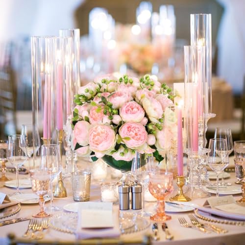 Artificial Peonies Flower Silk Peony Bouquet 4 Bundles Faux Persian Rose with Eucalyptus Leaves for Home Wedding Party Decoration (Light Pink) - color: Light Pink
