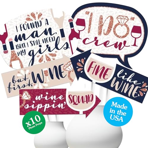 Big Dot of Happiness Funny Vino Before Vows - Winery Bridal Shower or Bachelorette Party Photo Booth Props Kit - 10 Piece - color: Vino