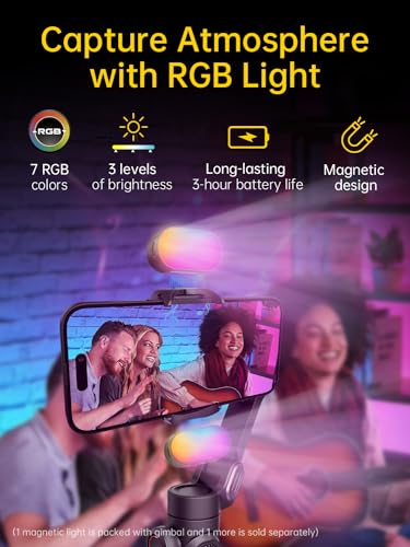 AOCHUAN 3-Axis Gimbal Stabilizer for iPhone Gimbal with RGB Magnetic Fill Light Upgraded Face Tracking Focus Wheel Foldable Smartphone for iPhone/Android Phone Stabilizer Vlog Recording Smart XE Kit - style: Smart XE Kit
