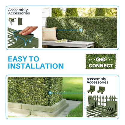 Patio Rigid Panel- Artificial Grass Wall Hedge 54" W x 18" H x 6" D Faux Boxwood Panels with Fake Plants Greenery Backdrop Room Divider Privacy Planters for Patio Office Balcony Porch - size: 54" x 18" x 6"