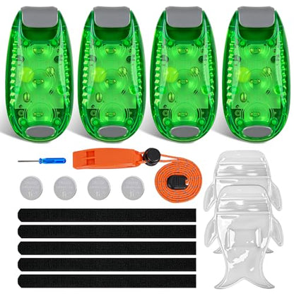 Nilight LED Safety Light 4PCS Green Marine Navigation Bike Tail Lights Three Modes Waterproof Reflective Gear Clip On Flash Strobe Indicator Lamp for Night Boating Fishing Cycling Jogging - color: 3LED Safety Light-Green