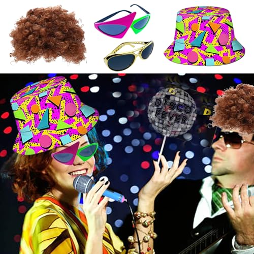 50 Pcs Rock Party Photo Booth Props Set for Adults, Funny Rock Star Party Sunglasses, Hats, Wigs, Inflatable, Photo Booth Props Kits for Graduation, Wedding, Birthday, Bachelorette and All Occasions
