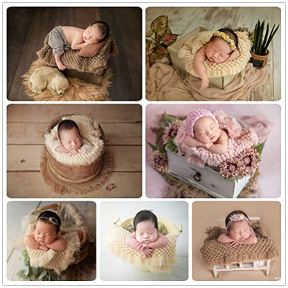 Zeroest Baby Photography Props Basket Braid Wool Wrap Newborn Photo Shoot Baskets Filler Posing Stuffer Background Blanket (Blue) - color: Blue