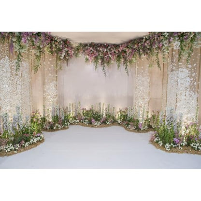 8x6ft Wedding Backdrop for Cradle Ceremony Background for Proposal Flowers Curtain Wedding Ceremony Banner Bridal Shower Background Mother's Day Floral Marriage Backdrop - size: 8x6ft