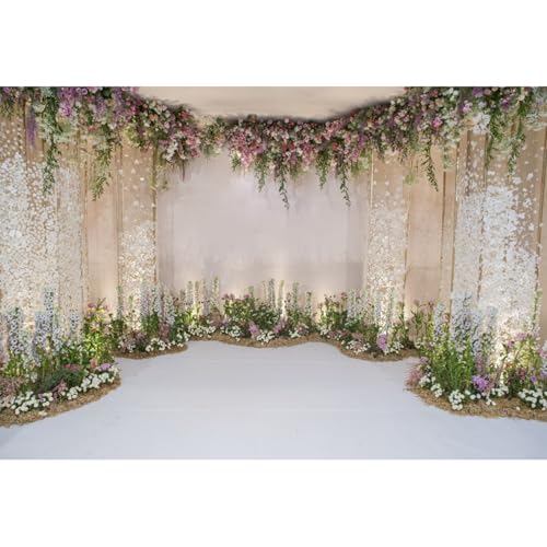 8x6.5ft Wedding Backdrop for Cradle Ceremony Background for Proposal Flowers Curtain Wedding Ceremony Banner Bridal Shower Background Mother's Day Floral Marriage Backdrop - size: 8x6.5ft