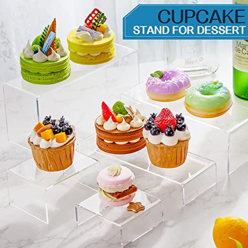 Sintuff 36 Pcs Acrylic Risers Large and Medium Acrylic Risers for Display Clear Display Stands Collectibles Stand Shelf for Show Figures Cupcake Jewelry