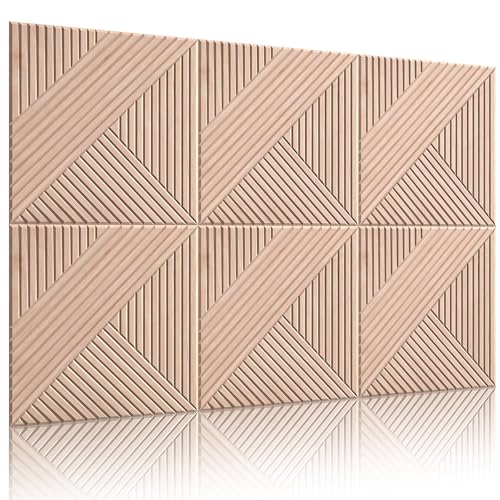 Acoustic Wall Panels 6 Pack, 72“x48” 3D Wood Texture Sound Absorbing Panels, Self-Adhesive Decorative Soundproof Art Panels for Home Studio, Office, Theater, Light White Oak - color: #094 Light White Oak, size: 72 X 48 Inches