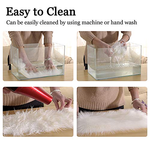IVON 15.5 Inches White Round Faux Fur Rug, Fluffy Rug Cushion for Chair, Background for Nail Desk Photos - color: 1pcs White