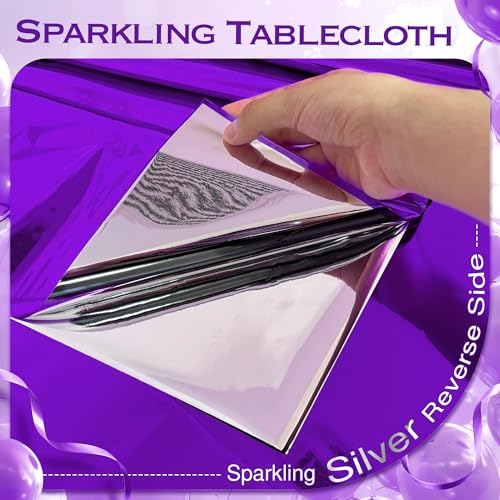 2pcs Dark Purple Foil Tablecloth 54*72inch Plastic Wedding Birthday Winter Party Table Cloths Disposable Waterproof Table Cover for Halloween Graduation Anniversary Party Supplies (Dark Purple, 2) - color: Dark Purple