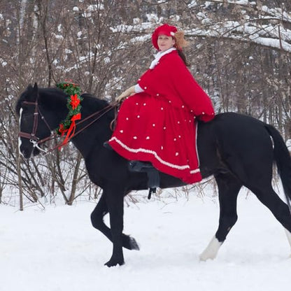 Dingion Christmas Wreath Horse Christmas Horses Neck Garland 16.9 Inches Artificial Outdoor Garland Horse Costume Rustic Farmhouse Decor for Xmas Holiday Party Parades Supplies(Berry Poinsettia Style) - style: Berry Poinsettia Style