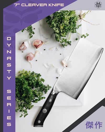 KESSAKU Meat Cleaver Butcher Knife - 7 inch - Dynasty Series - Heavy Duty - Razor Sharp - Forged ThyssenKrupp German High Carbon Stainless Steel - G10 Garolite Handle with Blade Guard - style: 7" Cleaver