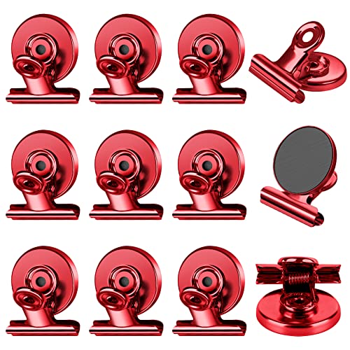 FINDMAG 12 Pack Magnetic Clips for Photo Display, Picture Hanging, Heavy Duty Scratch-Free Fridge Magnet Clips for Whiteboard, Refrigerator, Locker, Kitchen, Office, Sculptural Picture Frame, Red - color: Red, size: 12 Pack