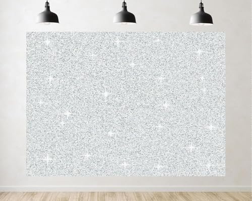 Trykid 10x7ft Silver Glitter Backdrop Sparkling Texture Metallic Finish Glamorous Party Accent Photography Background for Wedding Party Event Decoration Photo Booth Prop Fabric - size: 10x7ft