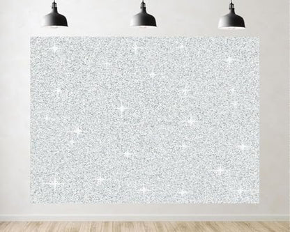 Trykid 20x10ft Silver Glitter Backdrop Sparkling Texture Metallic Finish Glamorous Party Accent Photography Background for Wedding Party Event Decoration Photo Booth Prop Fabric - size: 20x10ft