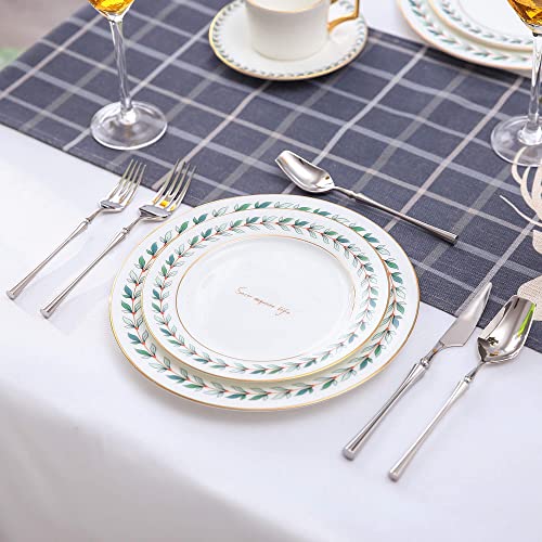 Lemeya 20-Piece Silverware Set for 4,Modern 18/10 Stainless Steel Flatware Set,Unique Rustic Cutlery Utensils Set,Spoon and Fork Set for Home, Restaurant,Wedding,Mirror Polished,Dishwasher Safe - color: Silver 20 Pieces Set with Dessert Spoon