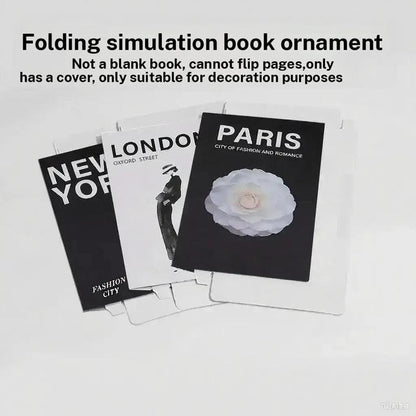 Modern Foldable Fake Book Set, 3 Counts, City Theme Design, Photography Prop, Soft Fabric Material, Ideal for Home Decoration, Creative Modern Decoration
