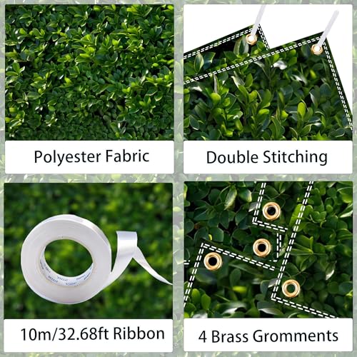 Green Leaves Backdrop 8x6FT – Large Nature Greenery Backdrop Wall for Wedding, Birthday, Baby Shower, Jungle Party – Green Leaf Photography Background with 32.8ft Ribbon & 4 Brass Grommets - color: Green Leaves Backdrop, size: 8x6FT